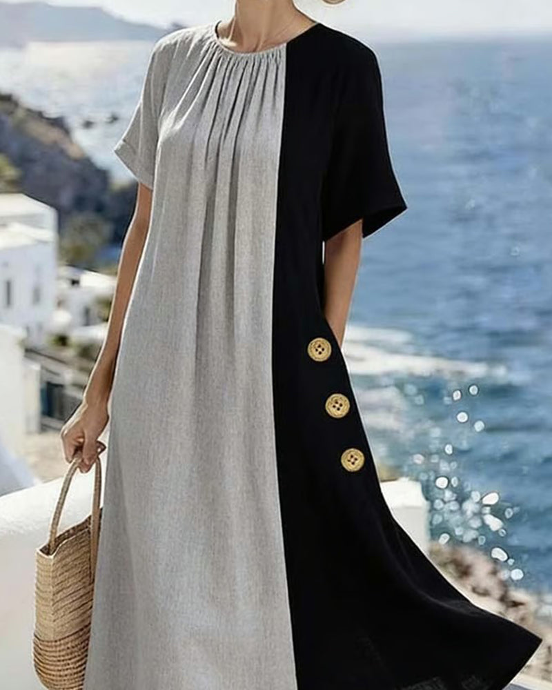 Ophelia – Contrast Panel Midi Dress