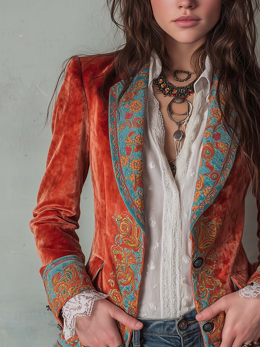 Margarita – Velvet Paisley Print Blazer
