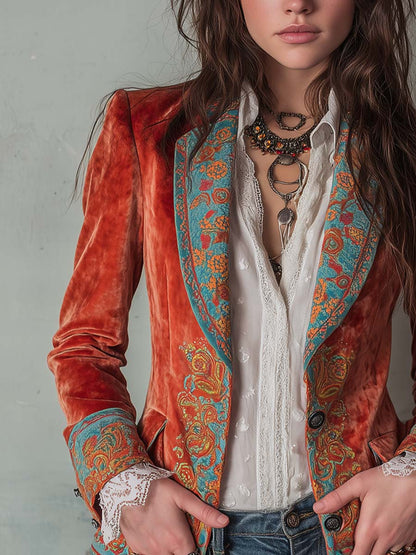 Margarita – Velvet Paisley Print Blazer