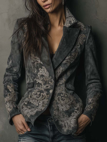 Reba – Embossed Floral Tailored Blazer