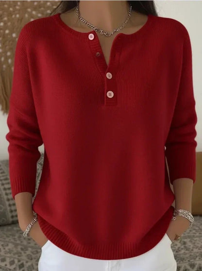 Andrea – Elegant Henley Knit Jumper