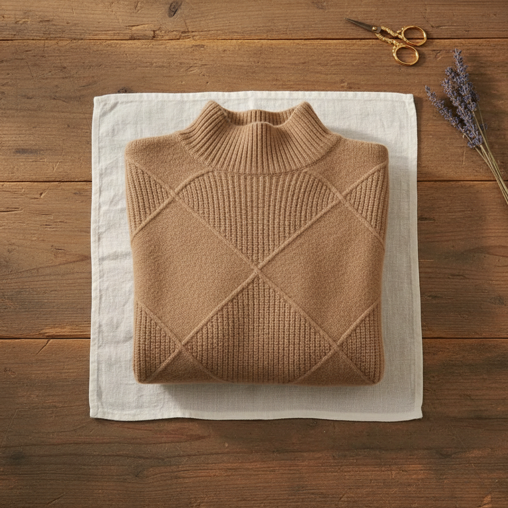 Janelle – Diamond Knit Mock Neck Jumper