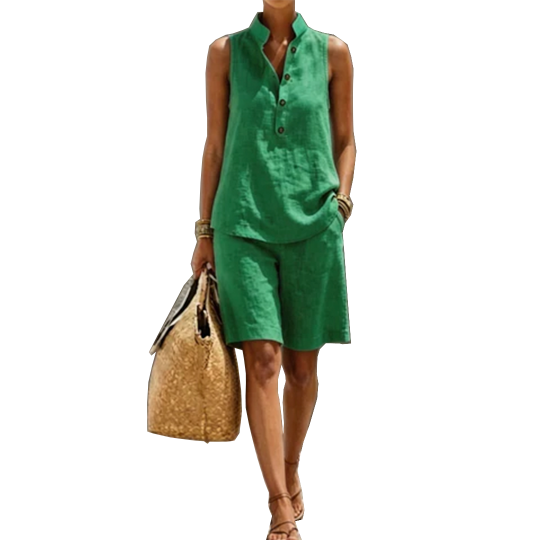 Janice – Relaxed Linen-Look Shorts Set