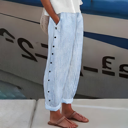 Barbara – Striped Straight-Leg Pants with Side Pockets