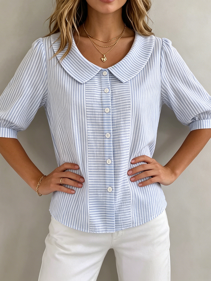 Bonita – Striped Peter Pan Collar Blouse