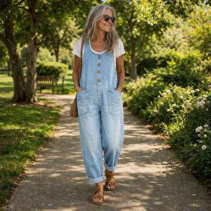 Tara – Relaxed Denim-Look Overalls