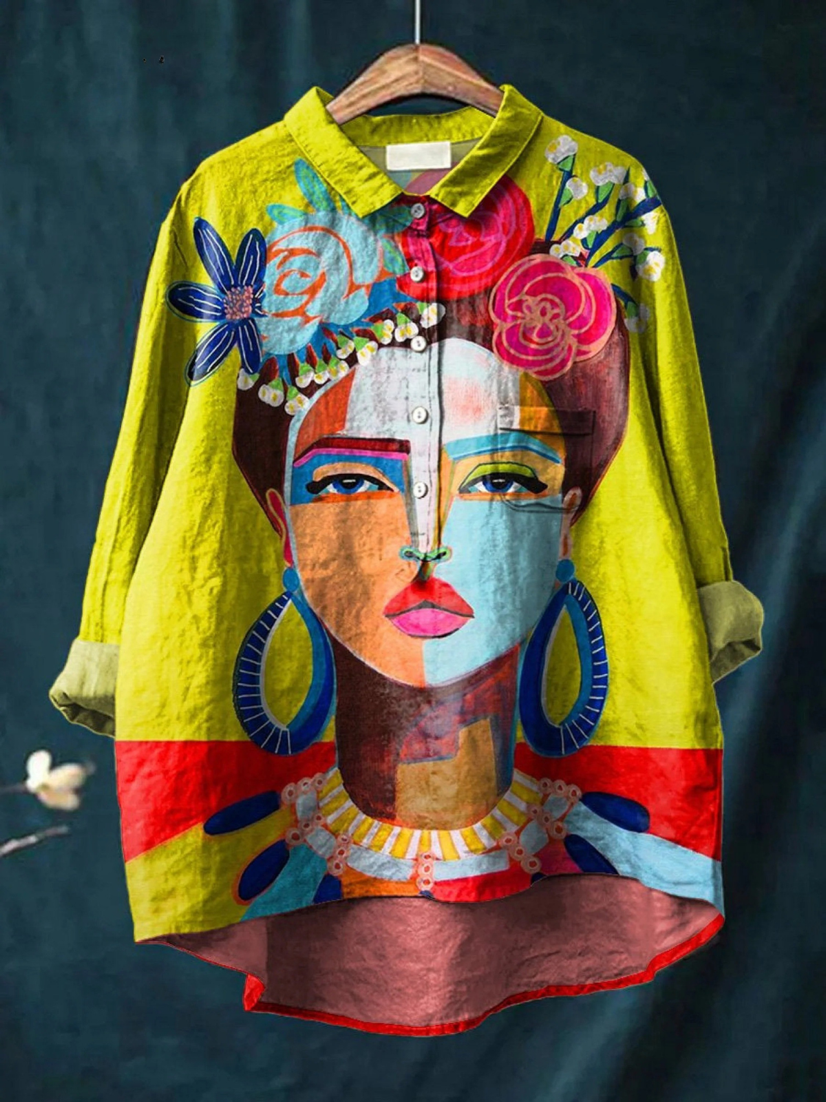 Harper | Oil Freda Portrait Art Printed Women's Casual Shirt