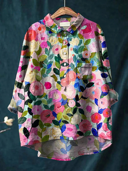 Miley | Colourful Spring Floral Garden Printed Women's Casual Shirt