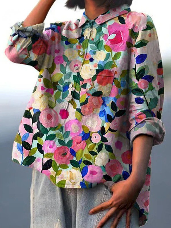 Miley | Colourful Spring Floral Garden Printed Women's Casual Shirt
