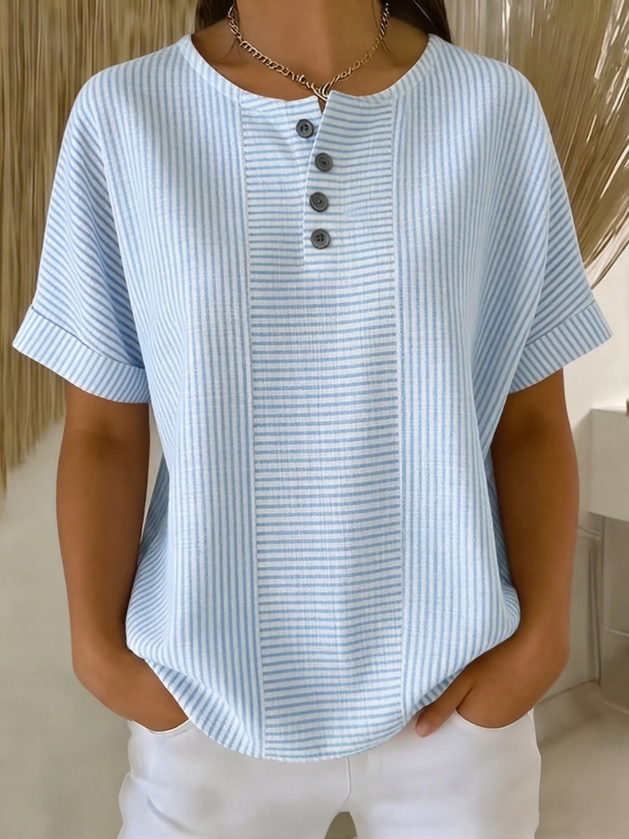 Tanya – Striped Button-Front Top