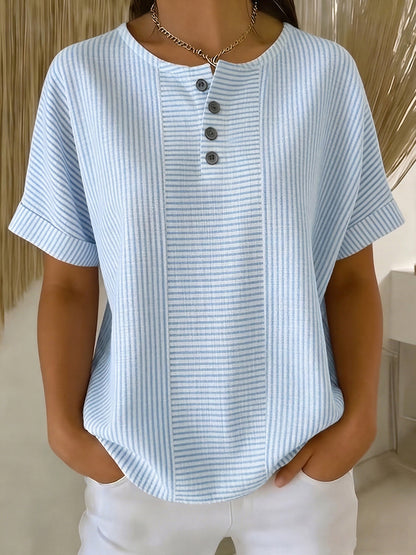 Tanya – Striped Button-Front Top