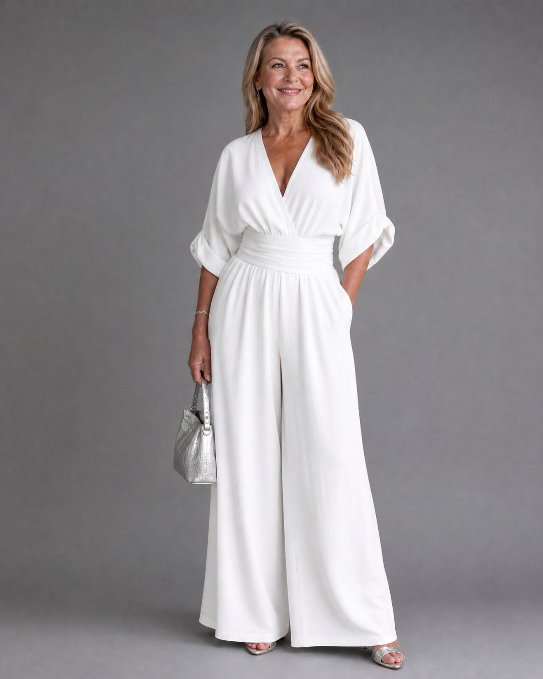 Carmen | Draped V-Neck Wide-Leg Jumpsuit