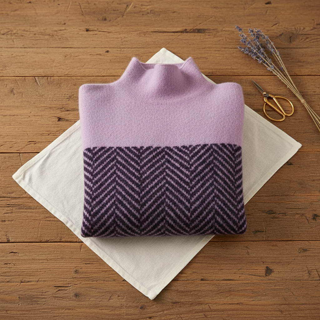 Kari – Herringbone Knit Turtleneck Jumper