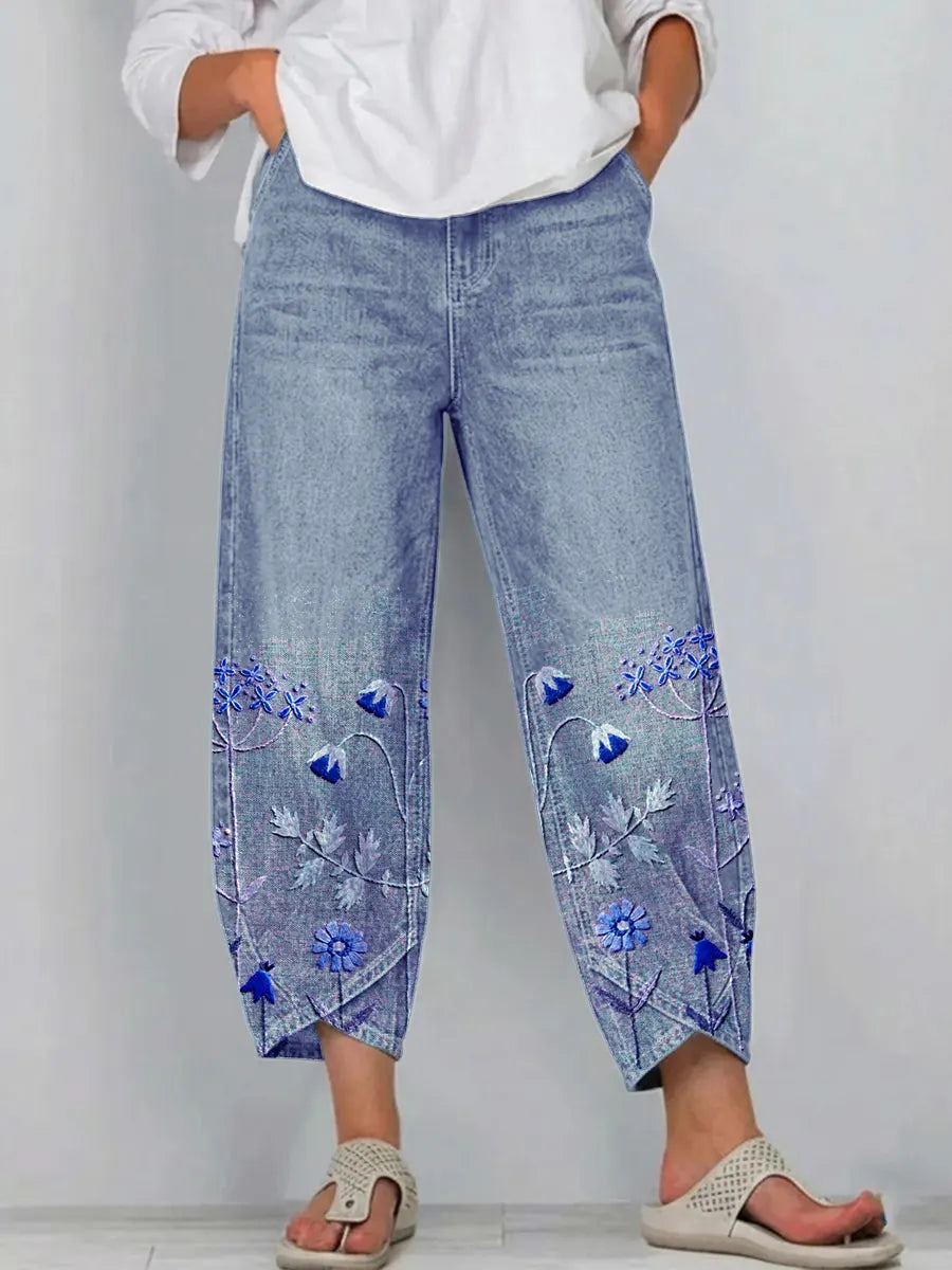 Fiona – Embroidered Relaxed-Fit Pants