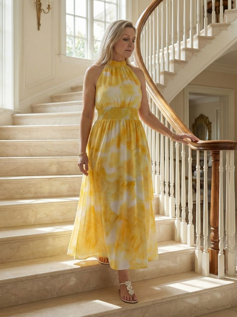 Jayla | Gathered Halter Midi Dress