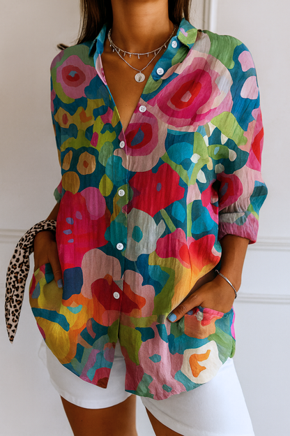 Kristy – Artistic Floral Print Blouse