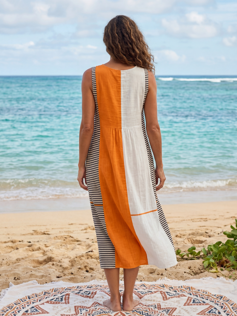 Sahasra | Colour Block Stripe Midi Dress
