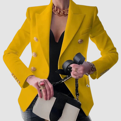 Marsha – Double-Breasted Gold Button Blazer