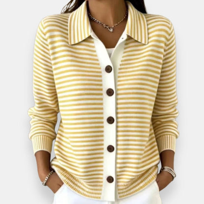 Margaret – Striped Button-Down Cardigan