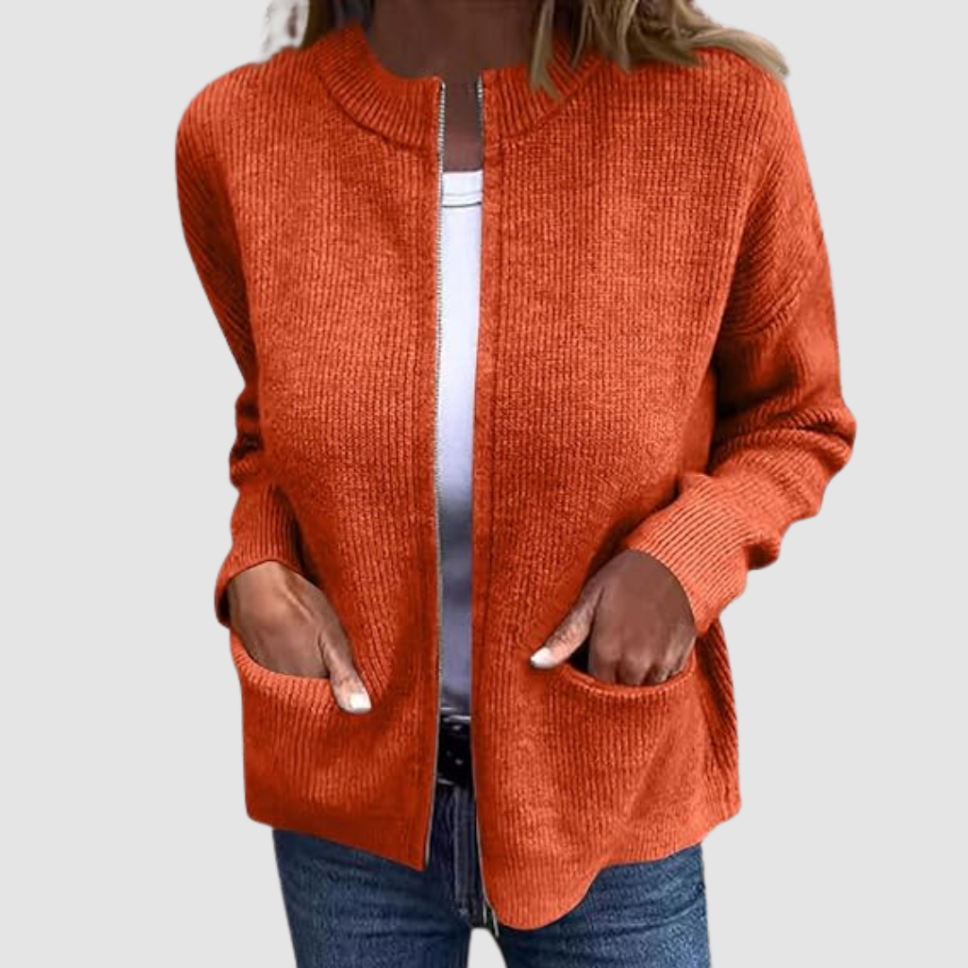 Corinne – Elegant Knit Zip-Up Cardigan