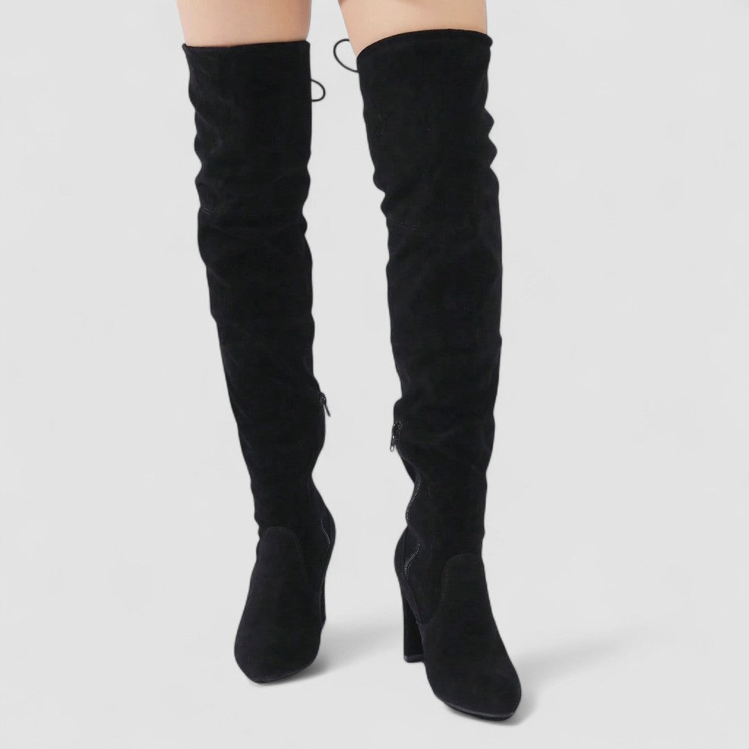 Mona – Over-the-Knee Suede Heeled Boots