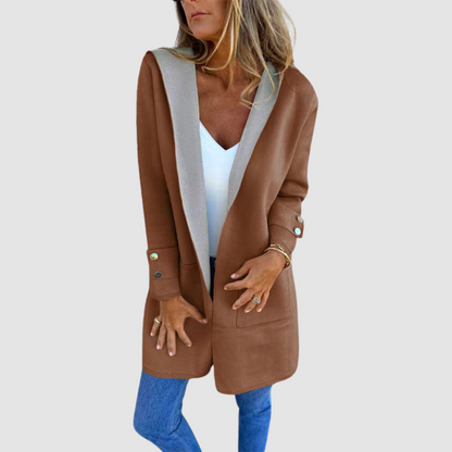 Winona – Hooded Colourblock Open-Front Cardigan