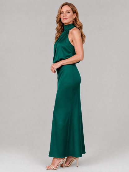 Natalie | Draped Neck Midi Dress
