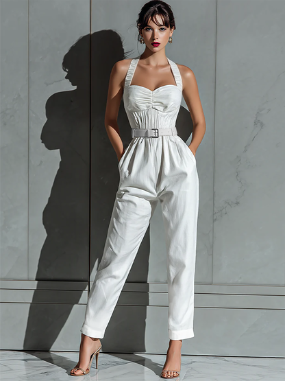Sheila – Halter Neck Belted Jumpsuit
