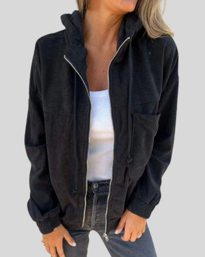 Anna – Corduroy Hooded Zip-Up Jacket