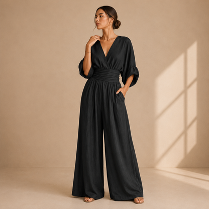 Alexandra – Wide-Leg Wrap Jumpsuit