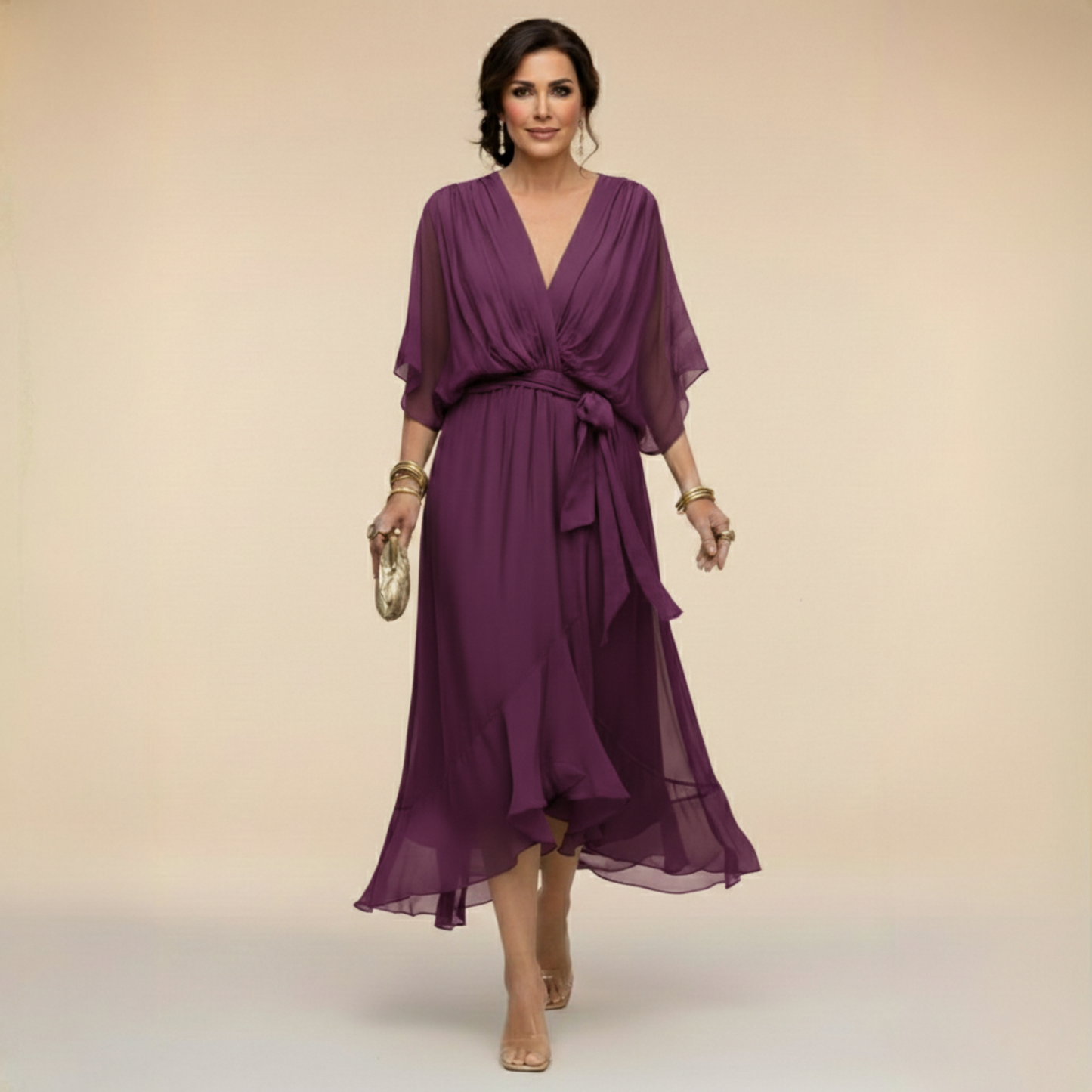 Kendyl | Sandra Chiffon V-Neck Dress