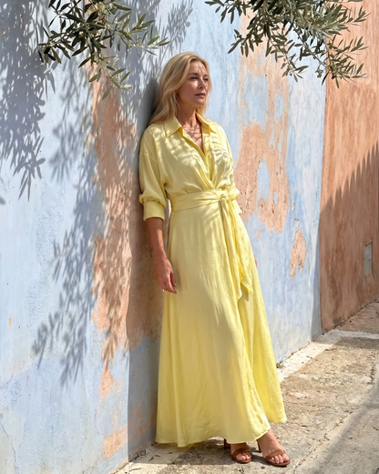 Rachel | Collared Long-Sleeve Midi Dress