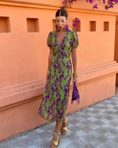 Denise – Floral Print Wrap Midi Dress