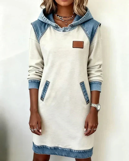 Alexa | Cosy Contrast Hooded Dress