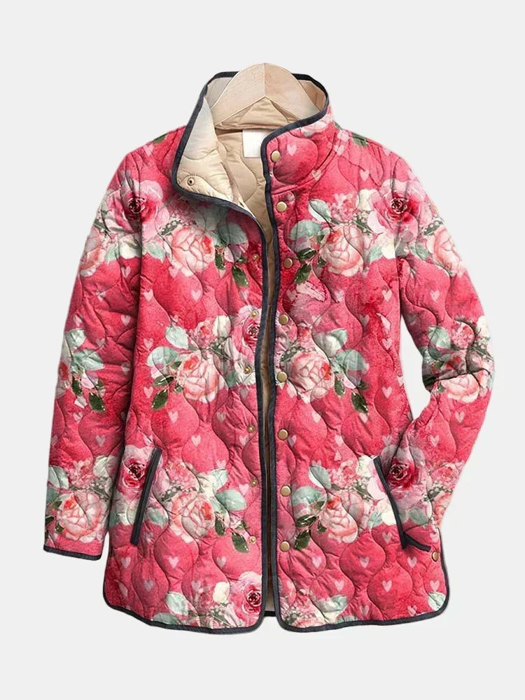 Codie | Charming Pink Floral Print Quilted Jacket