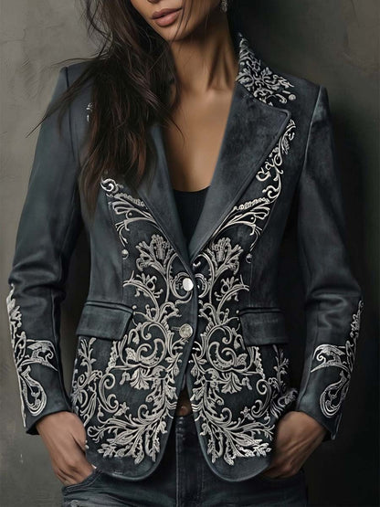 Reba – Embossed Floral Tailored Blazer