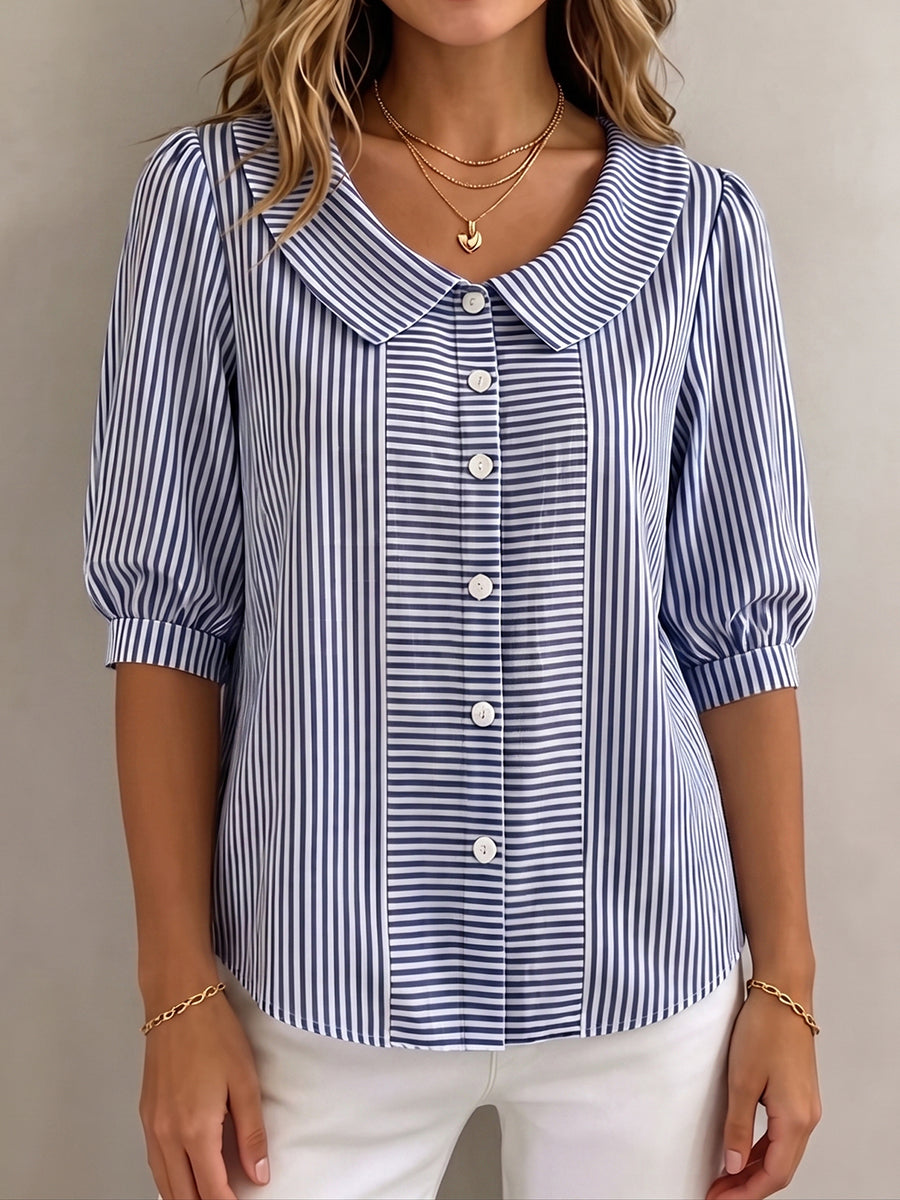 Bonita – Striped Peter Pan Collar Blouse