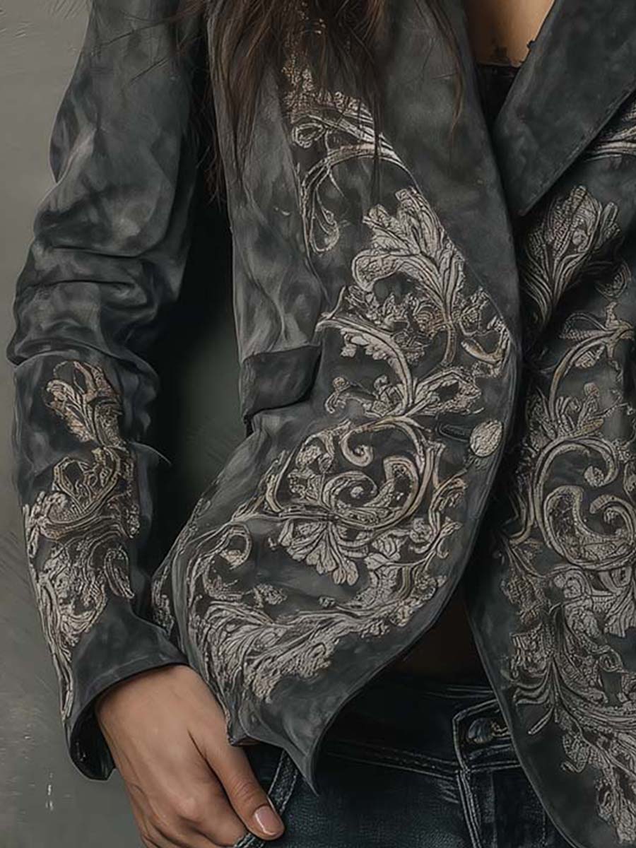 Reba – Embossed Floral Tailored Blazer