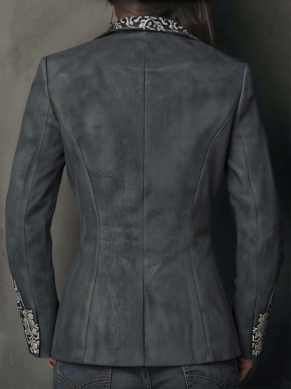 Reba – Embossed Floral Tailored Blazer