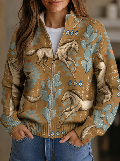 Florence – Western Horse and Cactus Zip Jacket