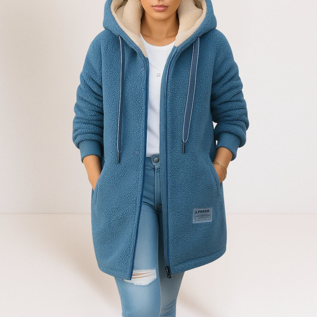 Bonita – Hooded Longline Teddy Fleece Coat