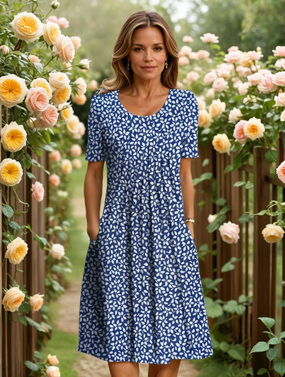 Narelle – Floral Midi Dress with Pockets