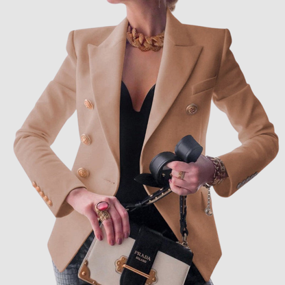 Marsha – Double-Breasted Gold Button Blazer