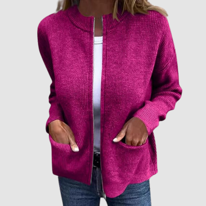 Corinne – Elegant Knit Zip-Up Cardigan