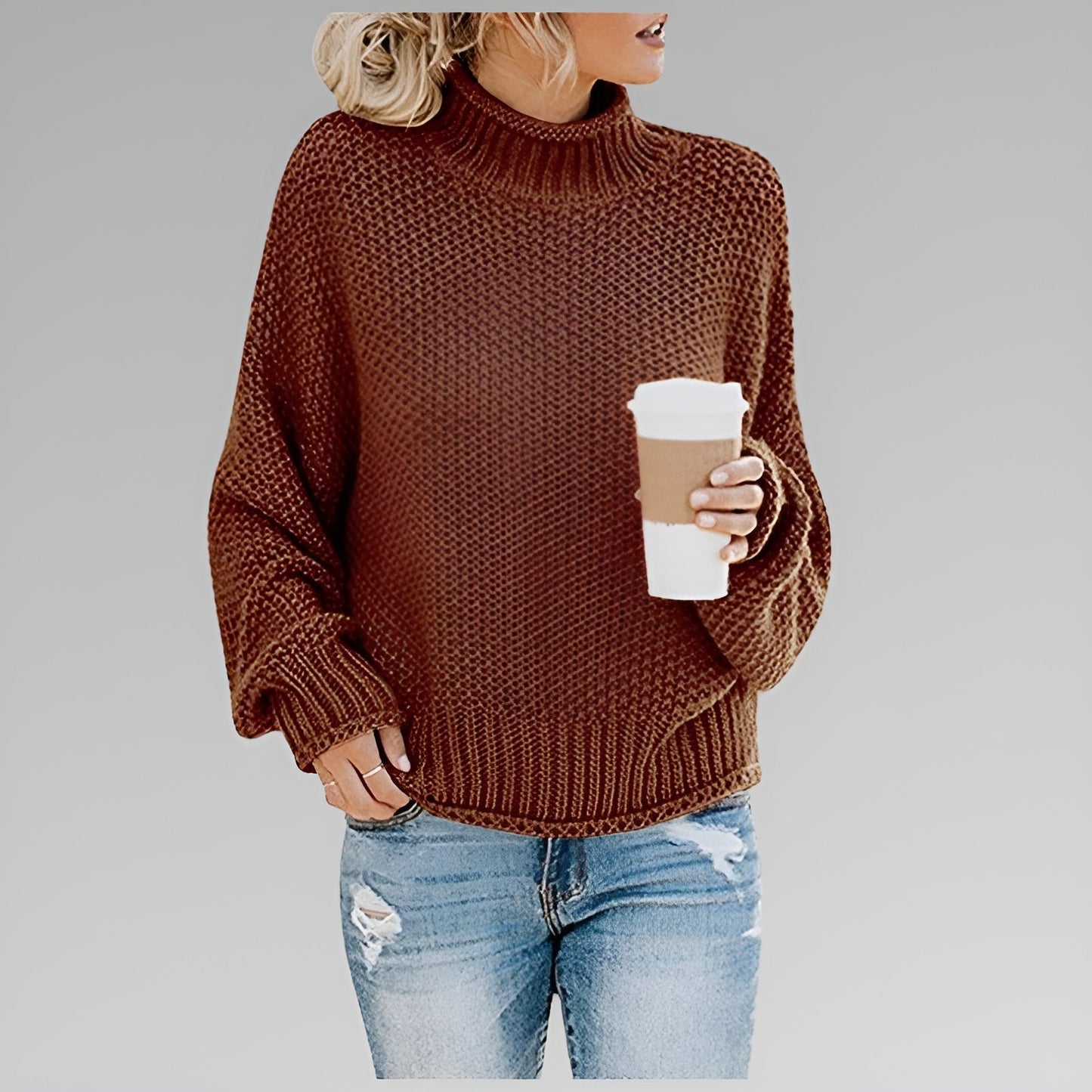 Wanda – Relaxed Mock Neck Knit Jumper