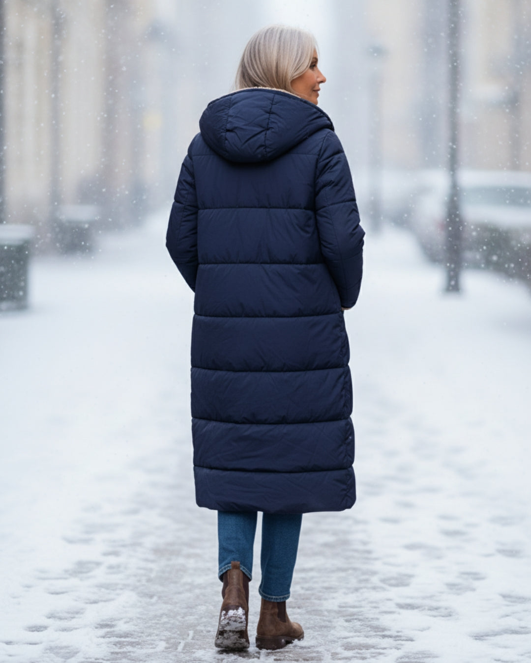 Debra – Quilted Sherpa-Lined Long Coat