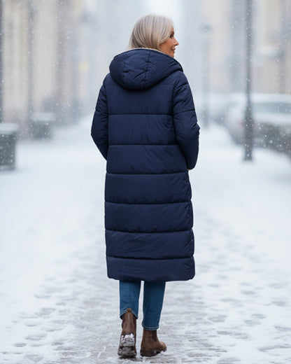 Debra – Quilted Sherpa-Lined Long Coat