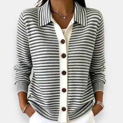 Margaret – Striped Button-Down Cardigan
