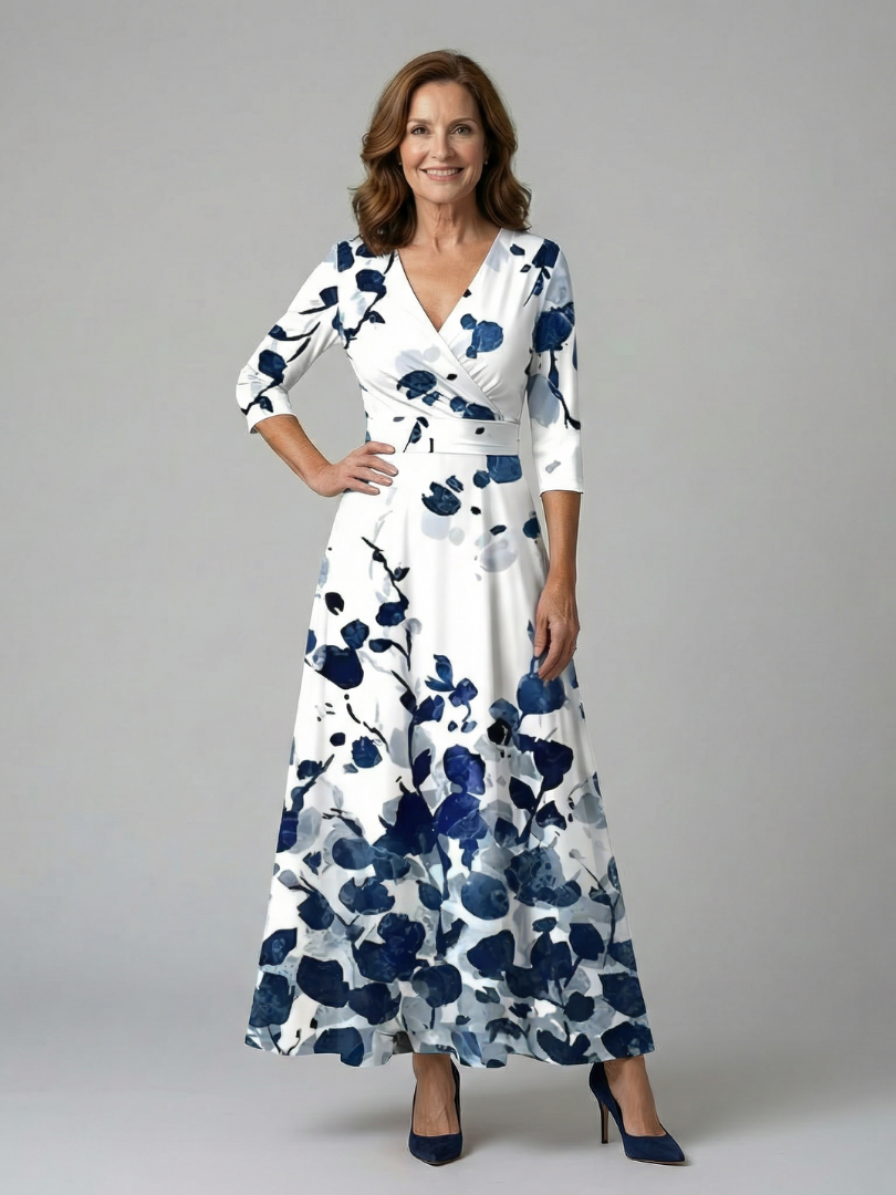 Brya | Cross Wrap Neck Midi Dress