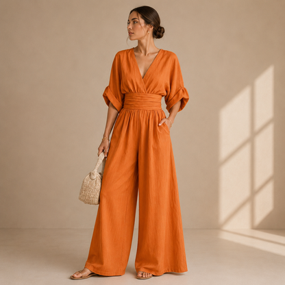 Alexandra – Wide-Leg Wrap Jumpsuit